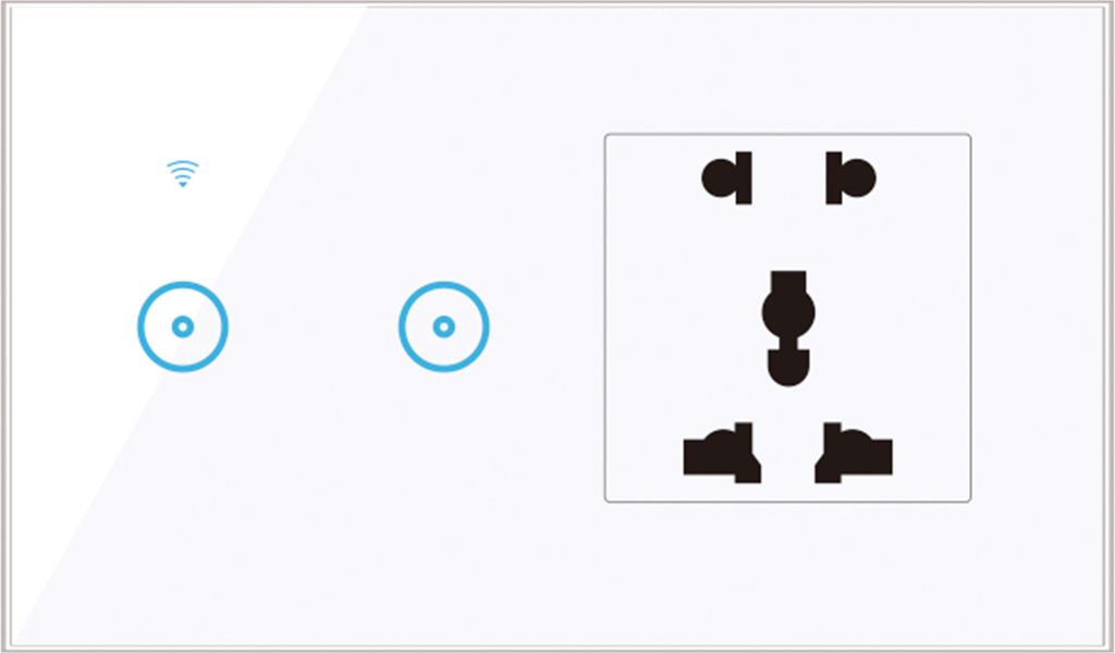 95-250V Wi-Fi Smart Wall Outlet mit 2 Gang Touch Light Switch Smart Life APP Fernbedienung, Sprachsteuerung, Touch Control Kompatibel mit Alexa Goo...