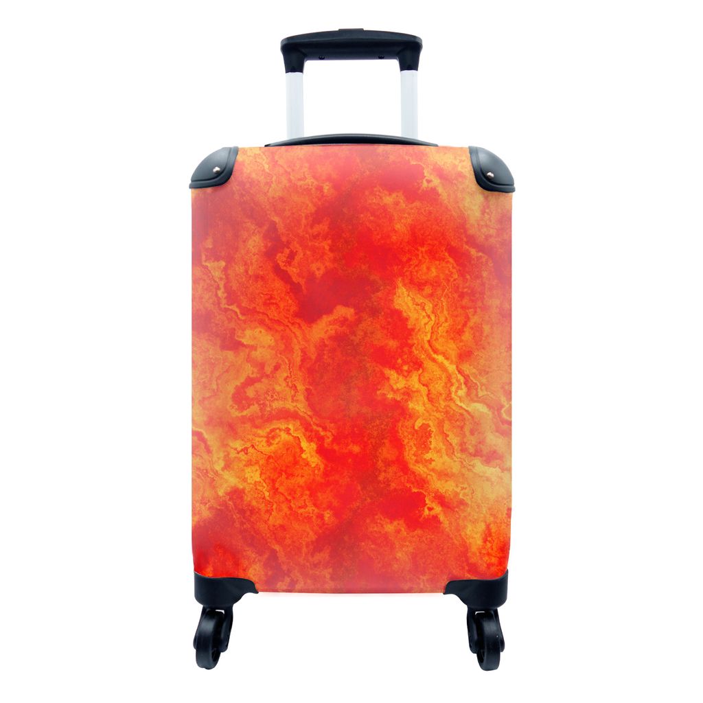 MuchoWow Koffer Handgepäck Trolley Rollkoffer Kleine Reisekoffer mit 4 Rollen - Farbe - Orange - Abstrakt - Muster - Cabin Size < 55x40x23 cm & ...