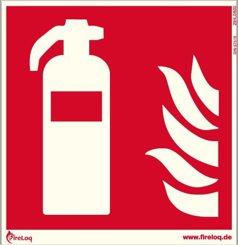 Feuerlöscher Symbol 15cm Kunststoffplatte selbstklebend nachleuchtend