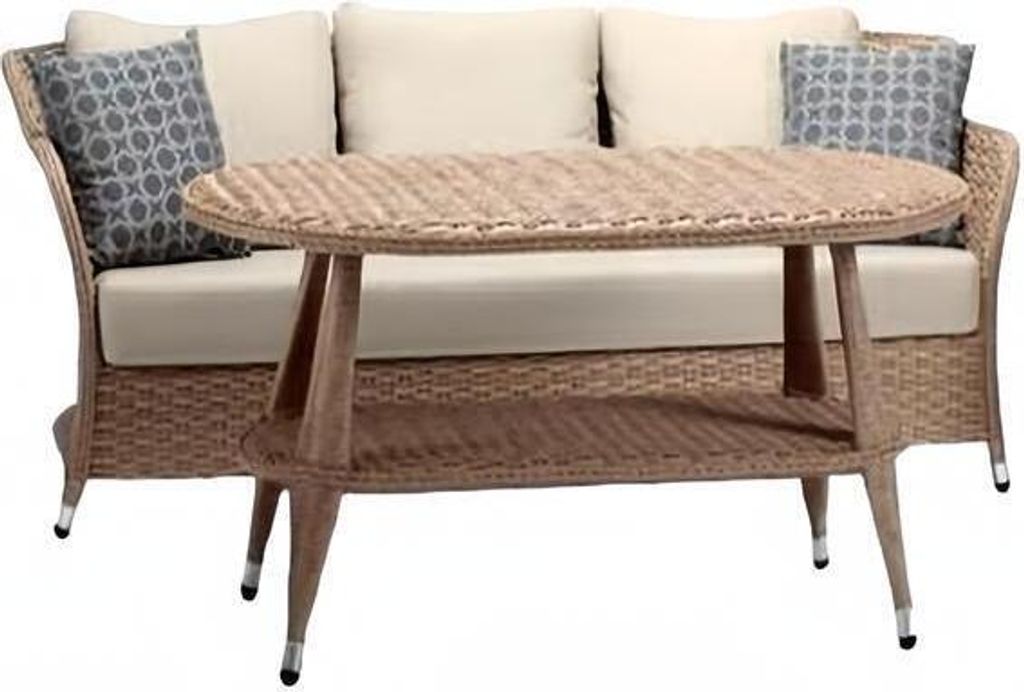 Garnitur Sofa 3 Sitzer Couchtisch Sofas Dreisitzer Rattan Tisch Luxus Modern