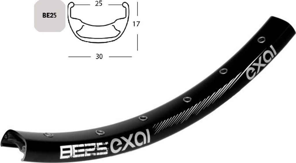Felgenring EXAL BE25 Disc 32Loch schwarz 622-25 29 Zoll 6,5mm Ventilloch Aluminium