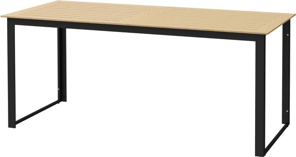 Gartentisch Metall Wetterfest Balkontisch mit Holzoptik, Buffettisch Campingtisch für 6 Personen Terrassentisch Esstisch für Garten, Terrasse Balkon