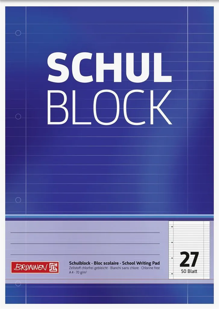 Bloc-notes A4 Brunnen 1052527 papier 70g ligné pour étudiants - 10 pcs