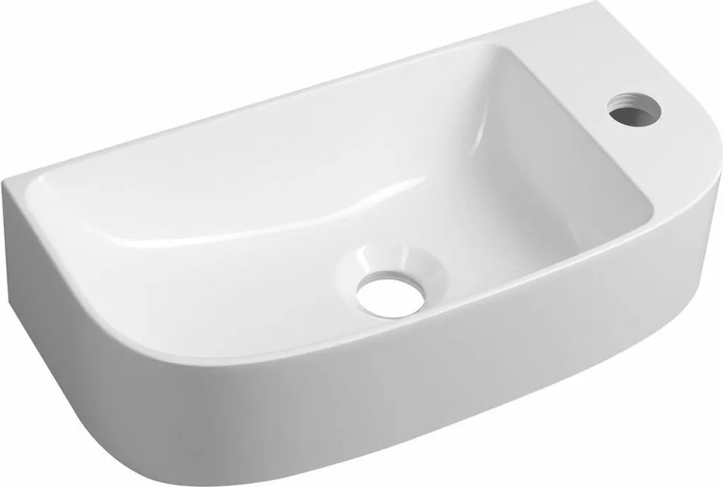Lavabo ALGA 44x22 in Marmo Fuso Bianco | Design Essenziale per Micro-Bagni