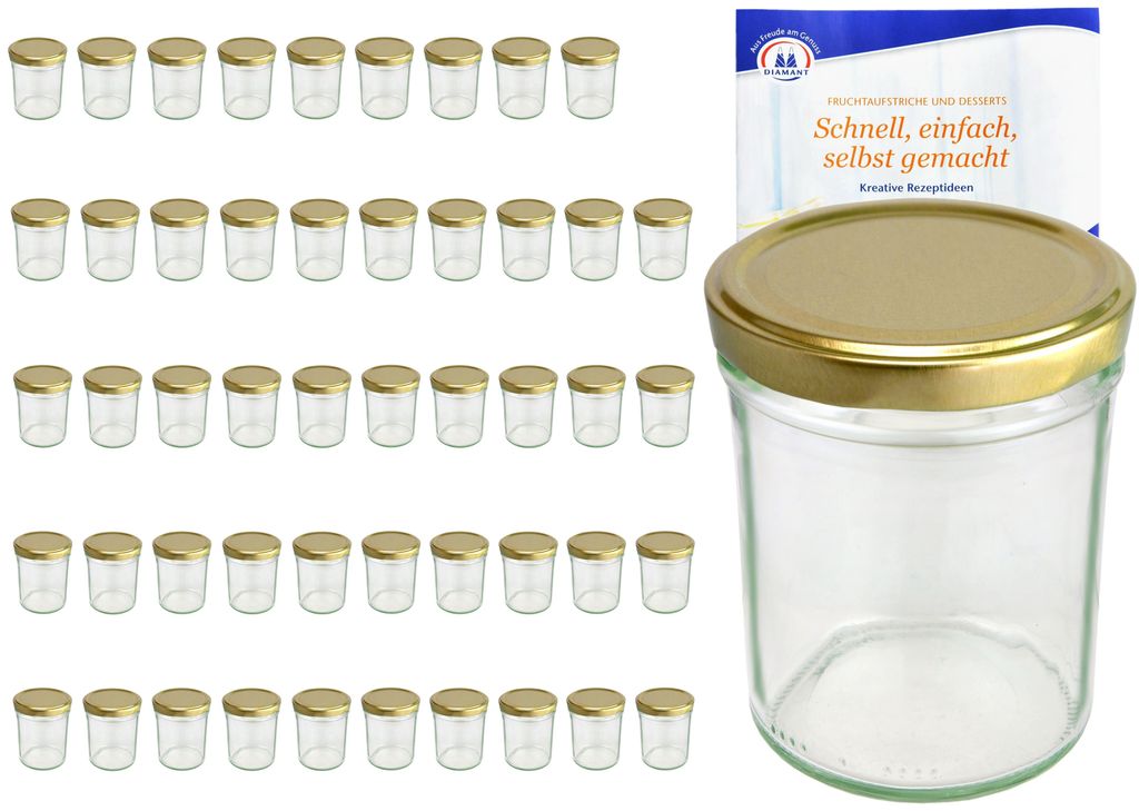 50er Set Sturzglas 230 ml HOCH To 66 goldener Deckel incl. Produktbild 