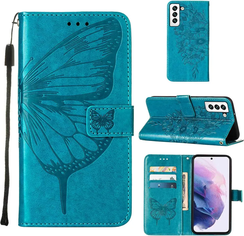 Custodia Samsung S22 Blu Farfalle 3D - Regalo Perfetto per Lei