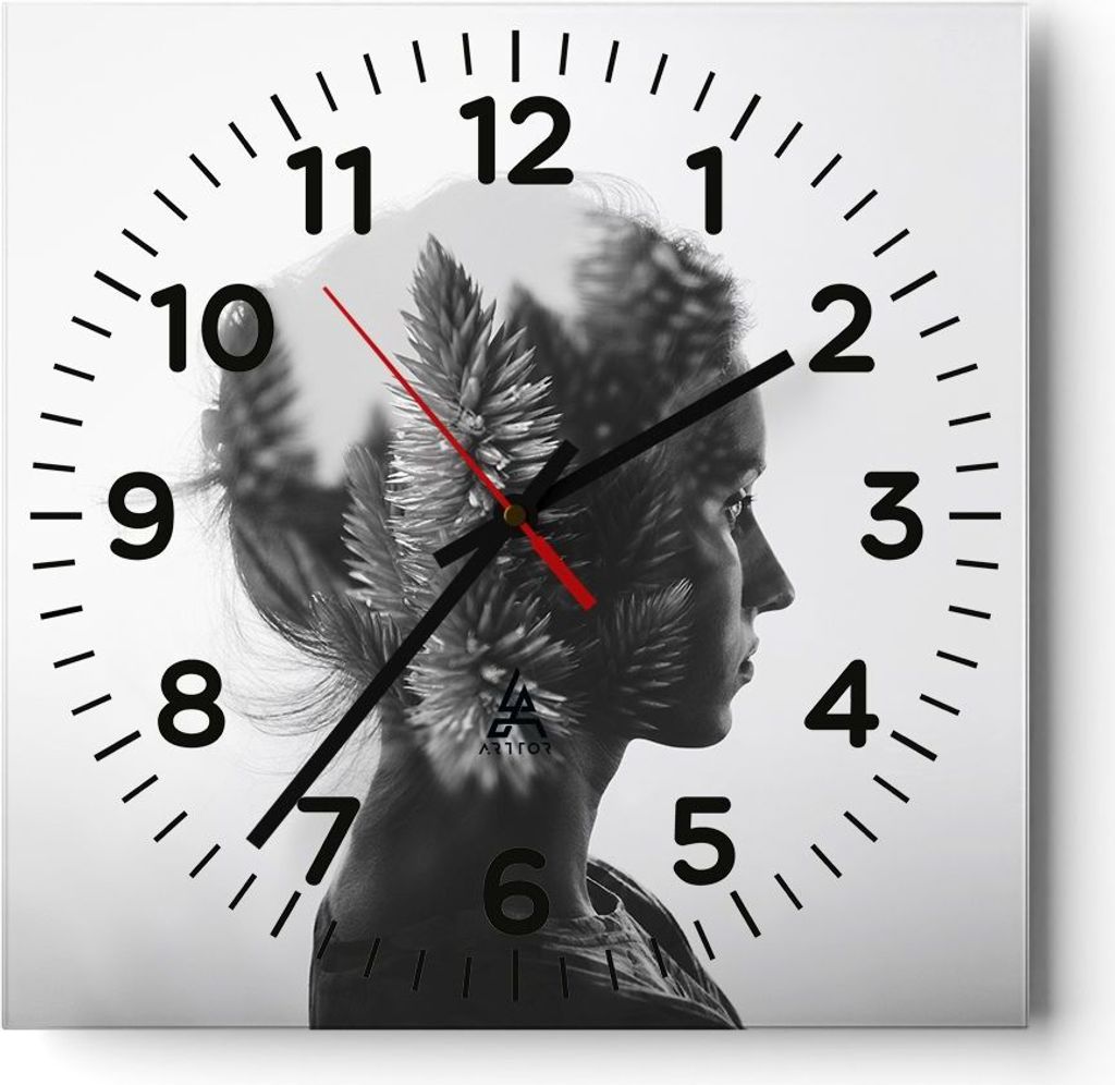 Wanduhr - Quadrat - Glasuhr - Frau Abstraktion - 30x30cm - Schleichendes Uhrwerk - Lautlos - zum Aufhängen bereit - Dekoration Modern - Wanddekora...