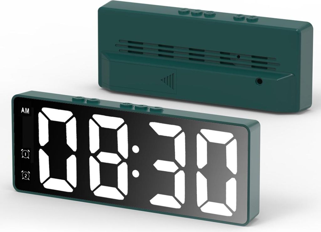 Digitaler LED-Wecker mit Spiegeloberfläche, HD-Digital-Tischwecker,green