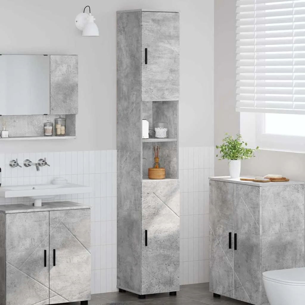 Mobile Colonna Bagno Grigio Cemento 30x35x192 cm | Design Industriale vidaXL