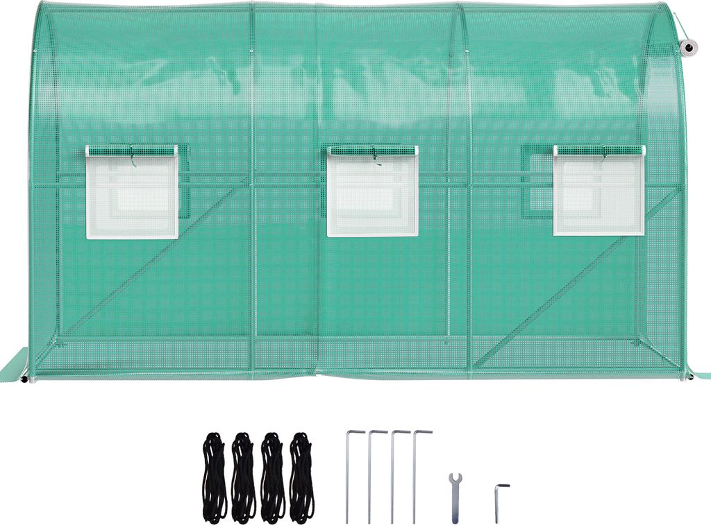SucceBuy begehbares Tunnel-Gewächshaus, 12 x 7 x 7 ft, tragbares Pflanzen-Gewächshaus mit verzinkten Stahlreifen, Oberbalken, diagonalen Stangen,...