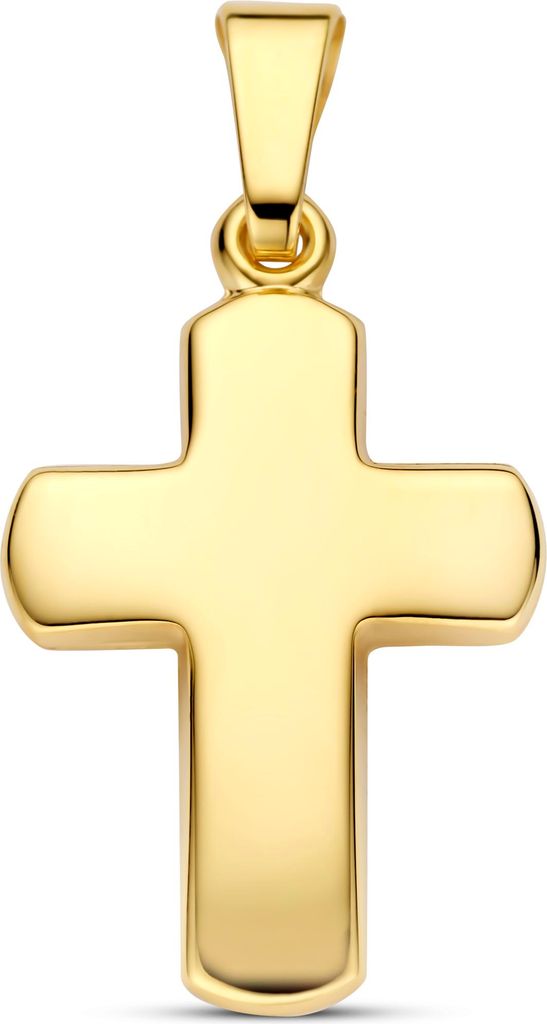 9NBG-1009 - New Bling - Holle kruis hanger gepolijst - 14kt geelgoud - 22.5 x 11.52 mm