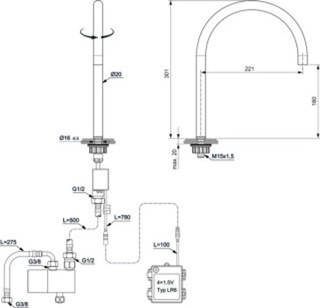IDEAL STANDARD A7832A2 Berührungslose Waschtischarm. Solos