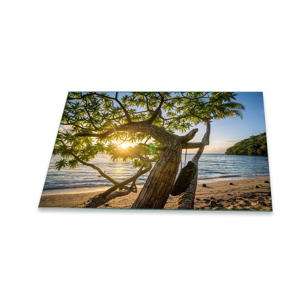 Herdabdeckplatte Glaskeramik 1 Teilig 80x52 Meer Blau Abdeckung Glas Spritzschutz Deko