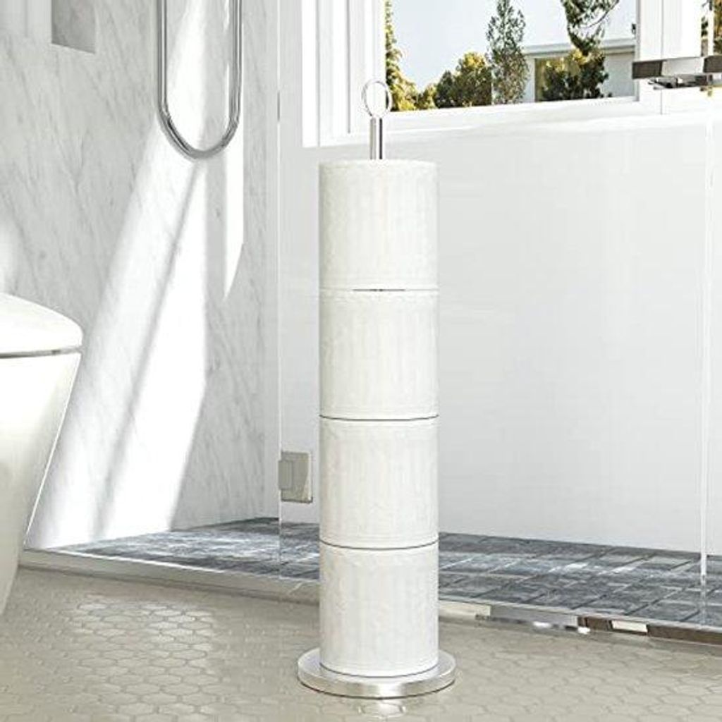 Ultiluxe Toilettenpapierhalter - Freistehende Toilettenrollenhalterung - Platz für 4 Rollen - Silber