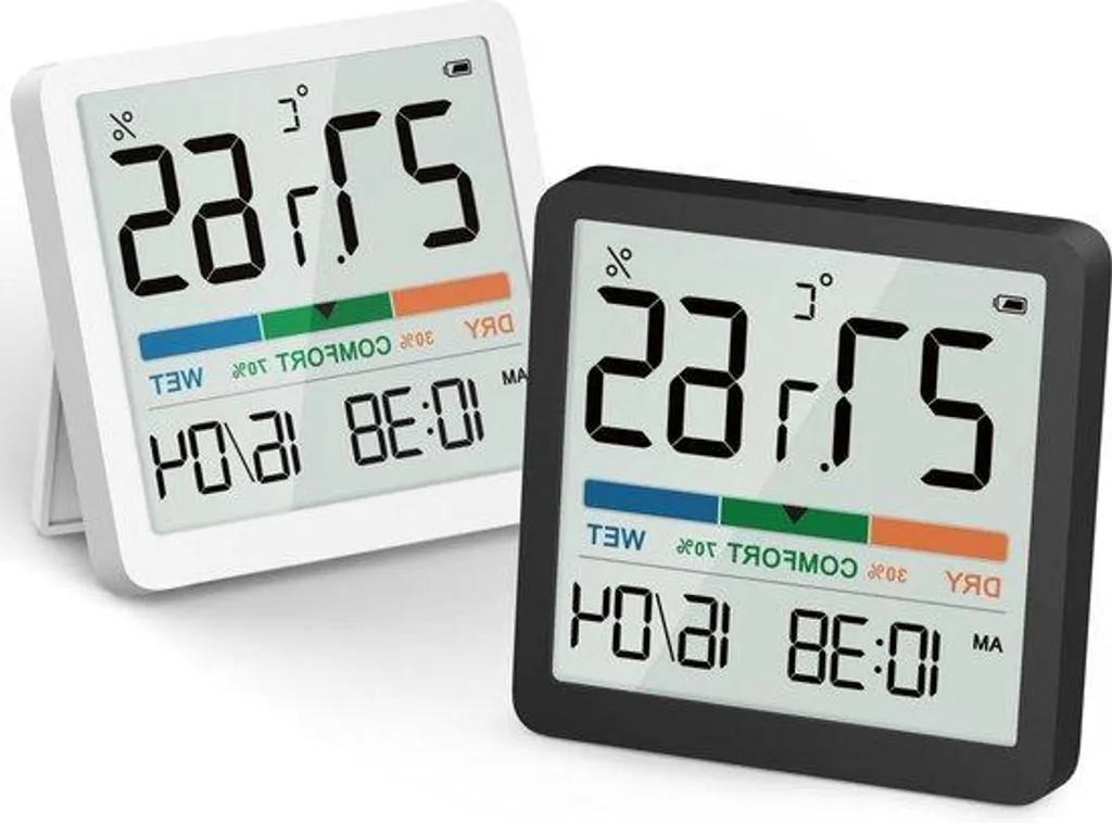 Station météo d'intérieur compacte avec capteur humidité et heure LCD