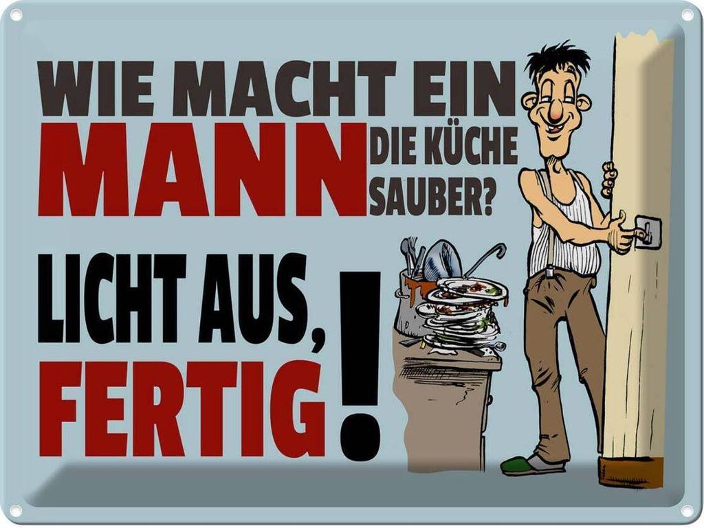 vianmo Blechschild 30x40 cm wie macht ein Mann Küche sauber Spruch Zitat