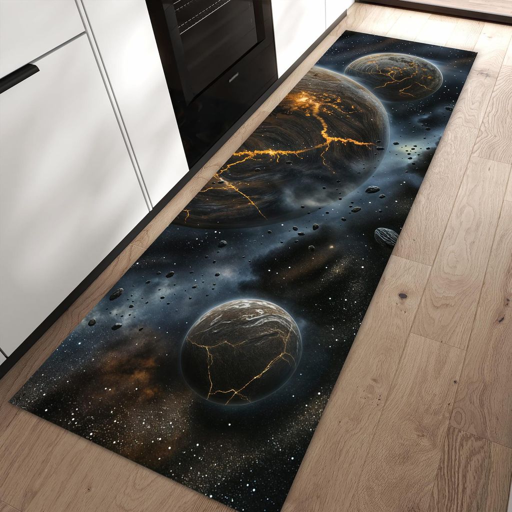 Küchenteppich 80x250cm rutschfest & abwischbar PVC Läufer - Drei Welten