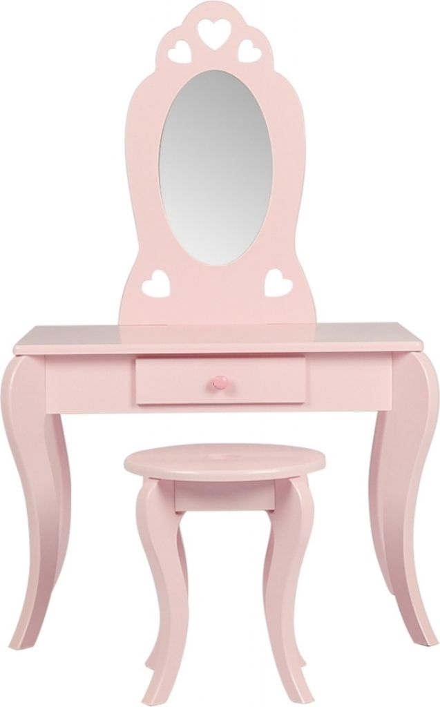 VDD – Frisiertisch – Schminktisch – Make-up-Tisch – Rosa – Mit Spiegel