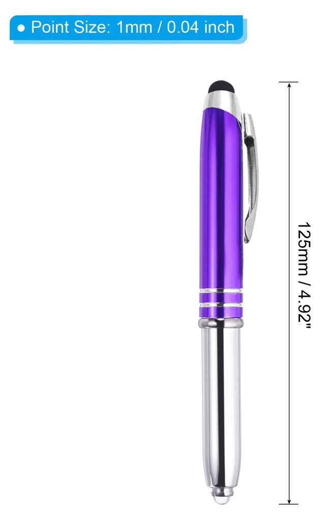 Kugelschreiber Stift mit Stylus Spitz und LED Blitzlicht 5 Pack 3 in 1 Metall Stift Schwarz Tinte 1.0mm Mittel Stylus Stift fš¹r Touchscreens Blau