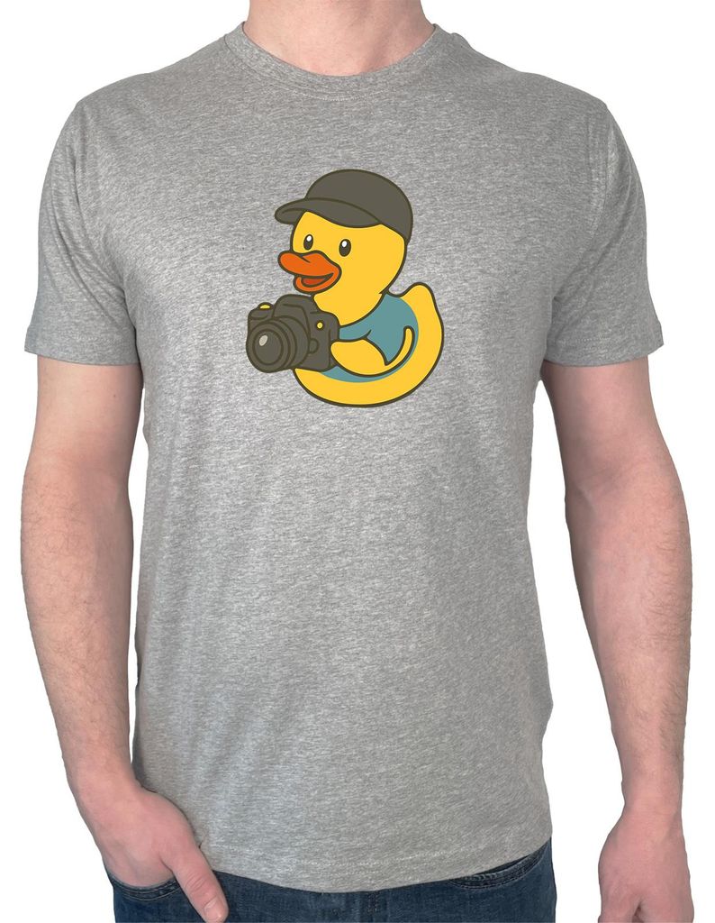 Huuraa Herren T-Shirt Quietscheente Fotografie Comic Gummiente M Sport Grey Bio Baumwolle Fairtrade Herrenshirt Geschenkidee