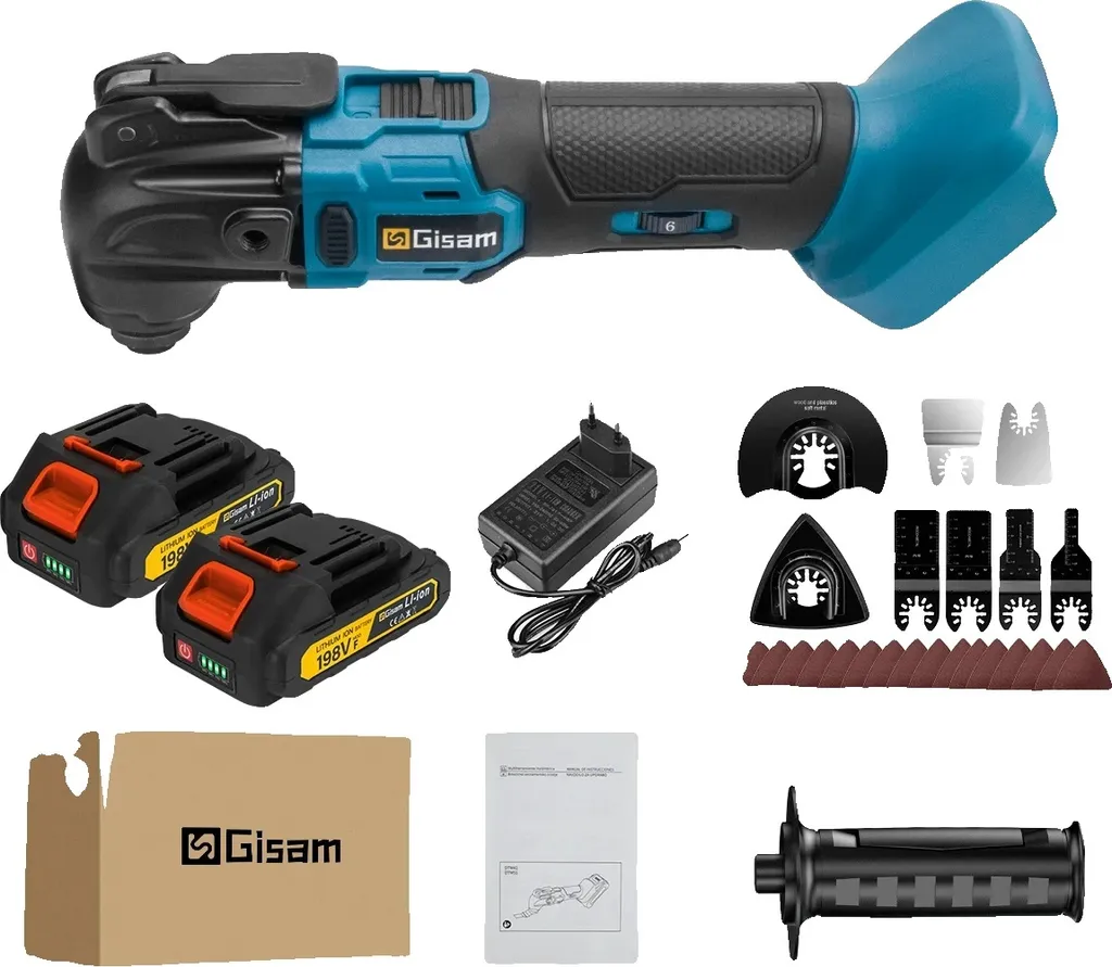 Outil multifonction pour rénovation 740W, pack complet 2 batteries
