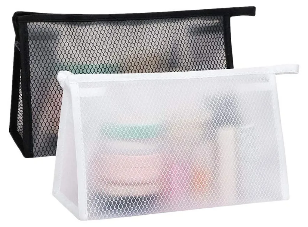 Lot de 2 Trousses de Toilette Imperméables - Format Voyage Blanc et Noir