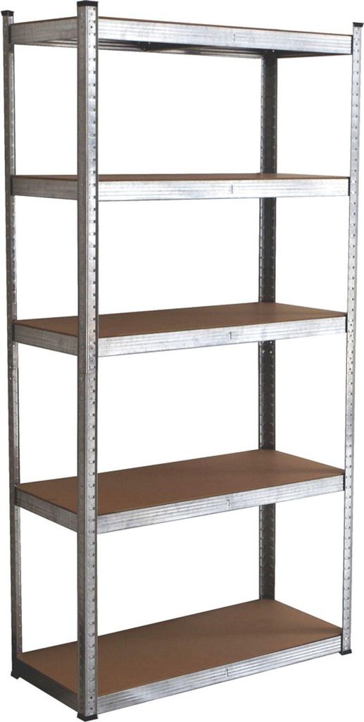 Schwerlastregal aus verzinktem Stahl 90×40×180 cm mit 5 MDF-Böden je 175 kg belastbar – stabiles Steckregal für Keller Garage Werkstatt Lager...