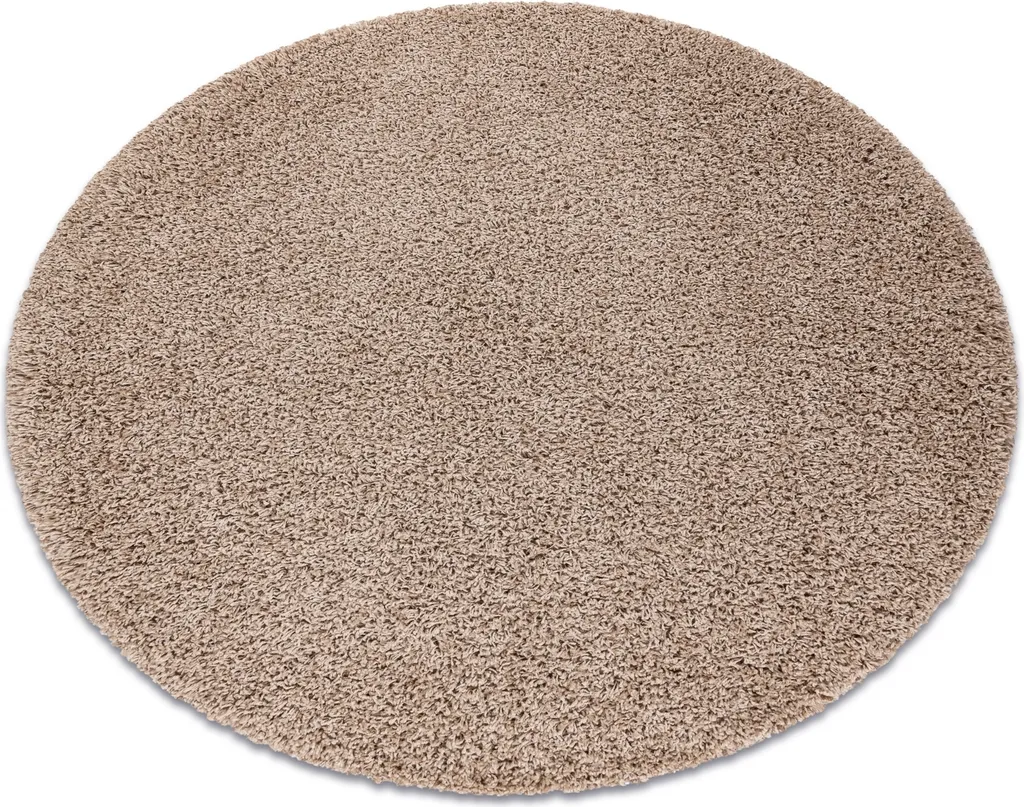 Tapis shaggy beige SOFFI rond 100 cm épaisseur 5cm douceur premium