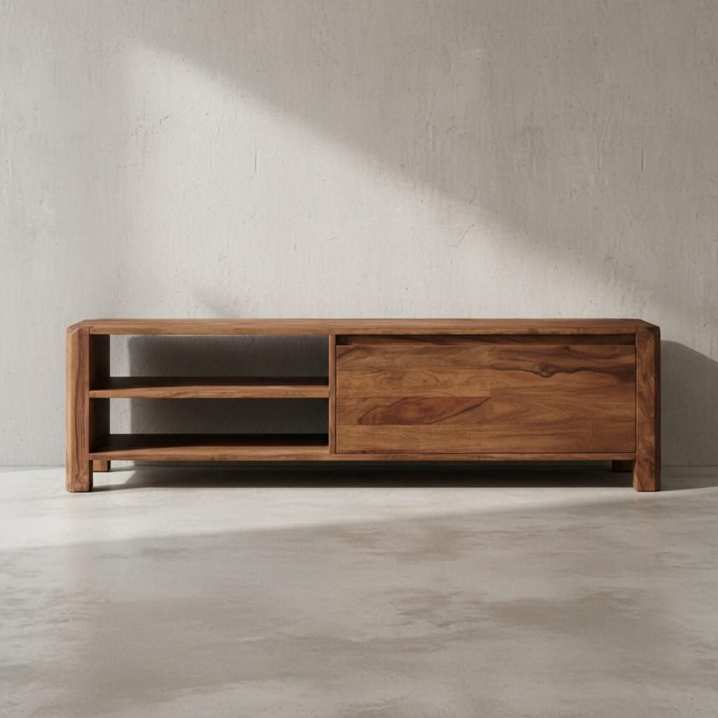 Lowboard BOHA Massivholz Sheesham Kommode 140 cm TV-Board Ablage-Fächer Landhaus-Stil Unterschrank 40 cm TV-Möbel