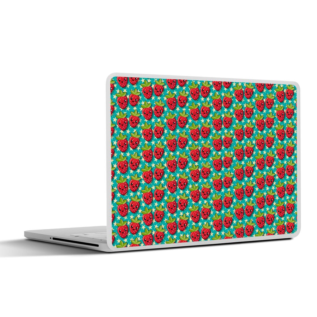 MuchoWow Laptop Aufkleber Sticker Cover Erdbeeren - Kinder - Obst - Vegan - Design 30x22 cm - Laptop-Sticker