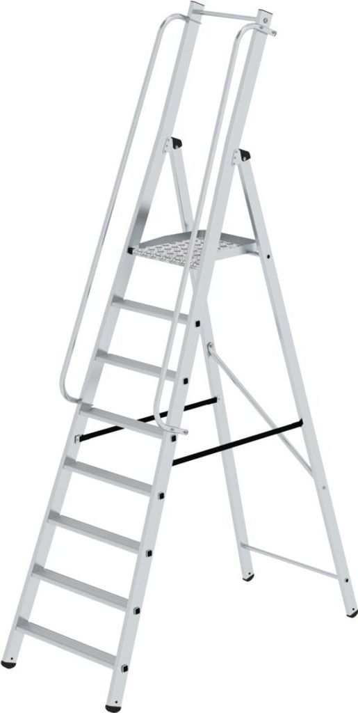 ML Plattformleiter | 8 Stufen | inkl. beidseitigem Handlauf | Aluminium | Rutschsichere Leiterschuhe