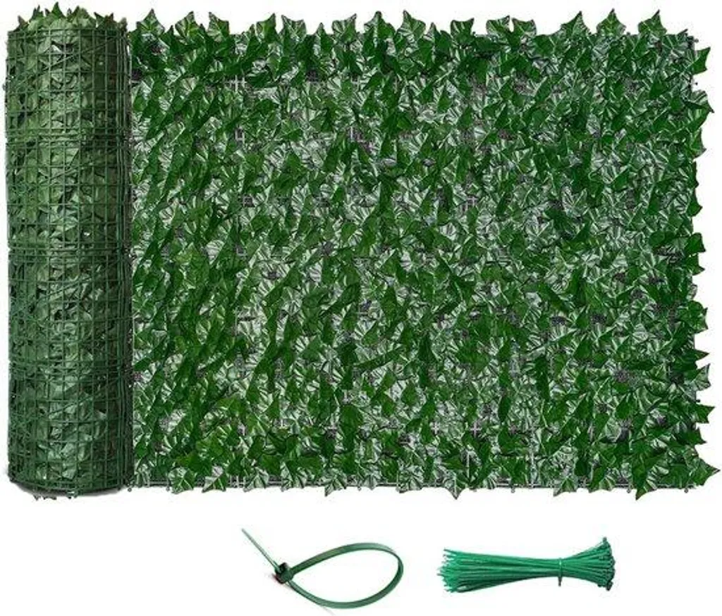 Occultation balcon plante artificielle noire 1x3m décor de jardin