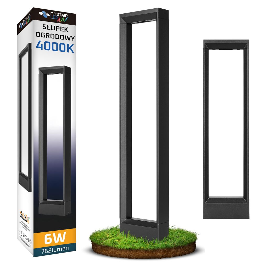 MasterLED LED Pollerleuchte Schwarz 6W Neutralweiß 4000K Produktbild 