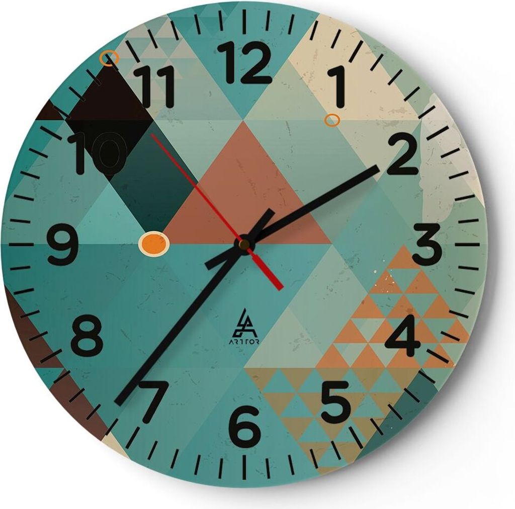 Wanduhr - Rund - Glasuhr - Abstraktion modern - 40x40cm - Schleichendes Uhrwerk - Lautlos - zum Aufhängen bereit - Dekoration Modern - Wanddekorat...