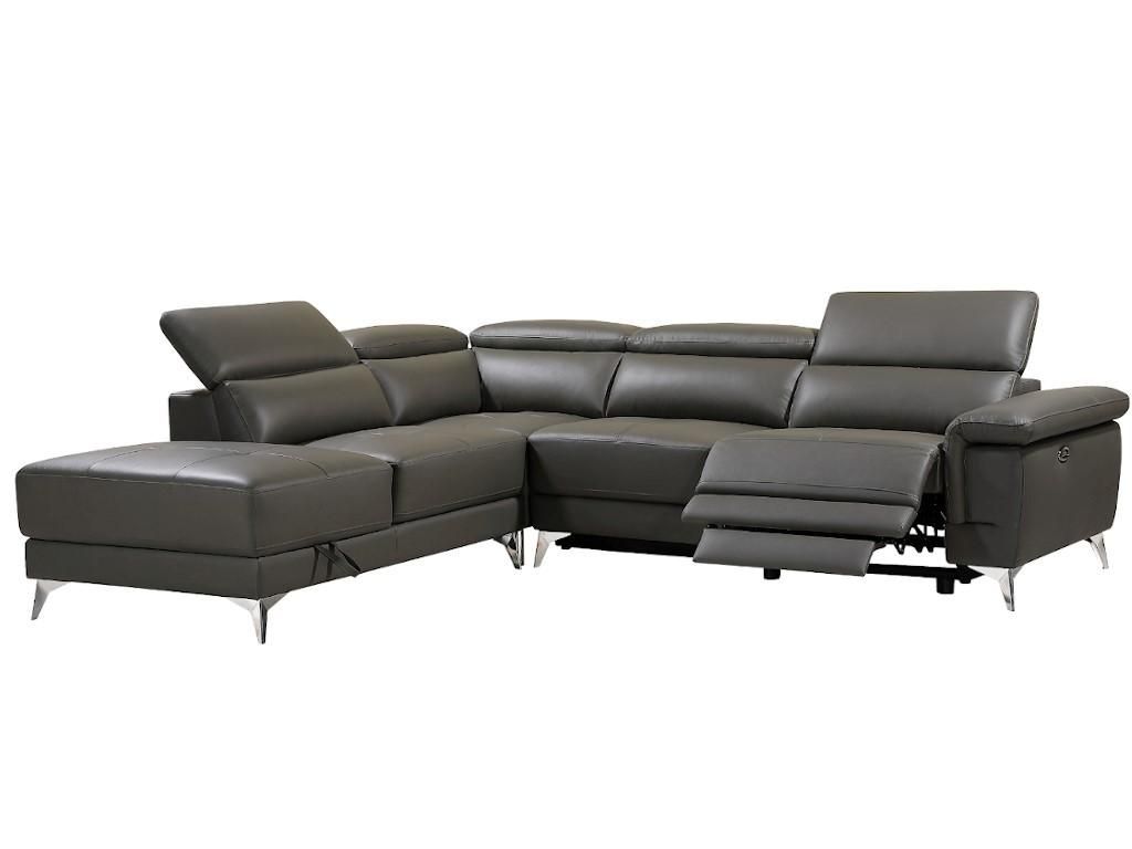 Relaxsofa Ecksofa Leder elektrisch - Ecke Links - Anthrazit Produktbild 
