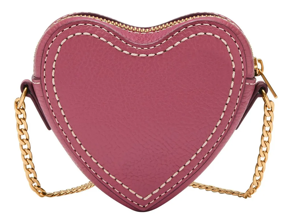 Petit sac à main en forme de cœur Magenta Fossil pour femme élégante