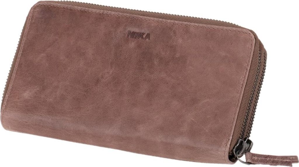 MIKA Damengeldbörse aus Leder Farbe: grau-braun