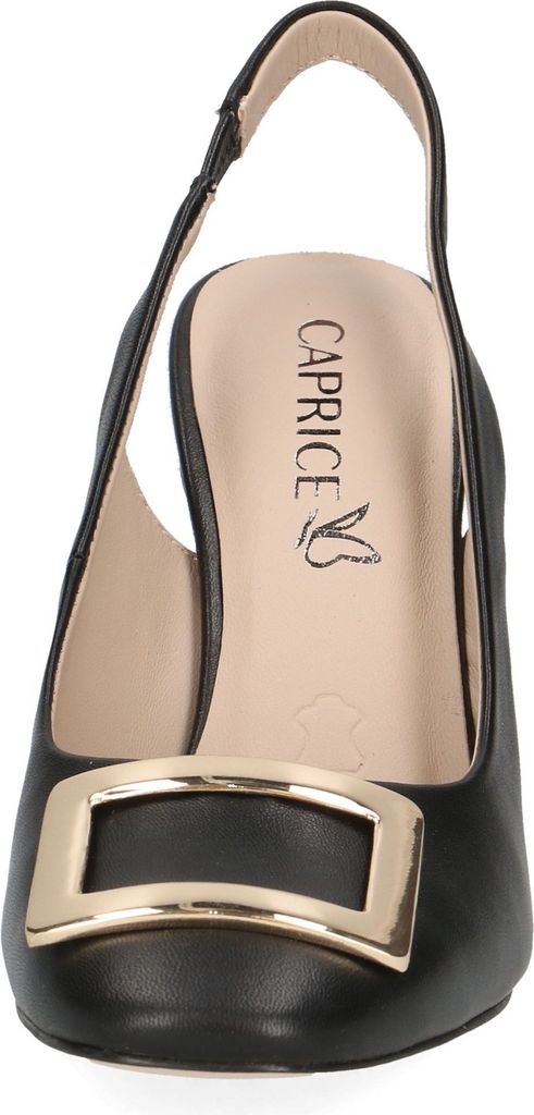 Caprice Damen Pumps Leder Zierschnalle High Heel Slingback 9-29602-42, Größe:38 EU, Farbe:Schwarz