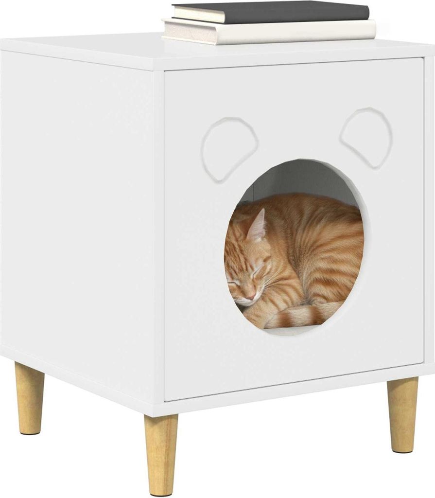 "Dezember-Aktion" Katzenhaus Glänzend Weiß 42,5 x 40 x 52,5 cm - Holzwerkstoff - Kratzbäume LL2456
