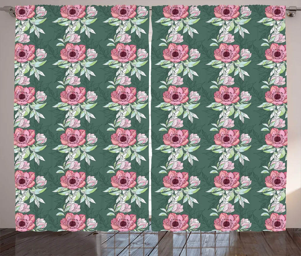 Rideau occultant décoratif pour salon et chambre, motif fleurs roses
