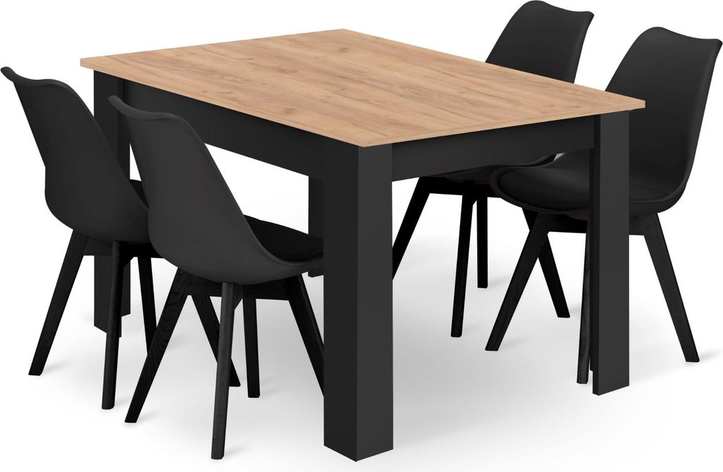 Sada obdélníkového stolu 120x80 Craft + 4 židle MARK černá Obrázek produktu 
