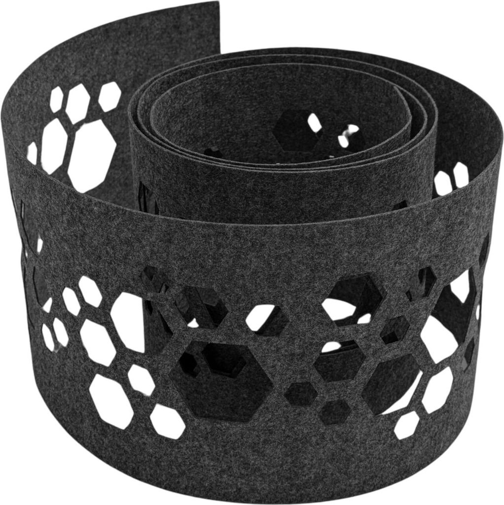 zaun|zu Design Vlies Nachbildung Hexagon: Sichtschutzstreifen mit Lasermuster Schwarzgrau 2,55m