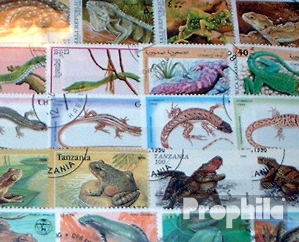 Briefmarken Motive 200 verschiedene Reptilien Marken