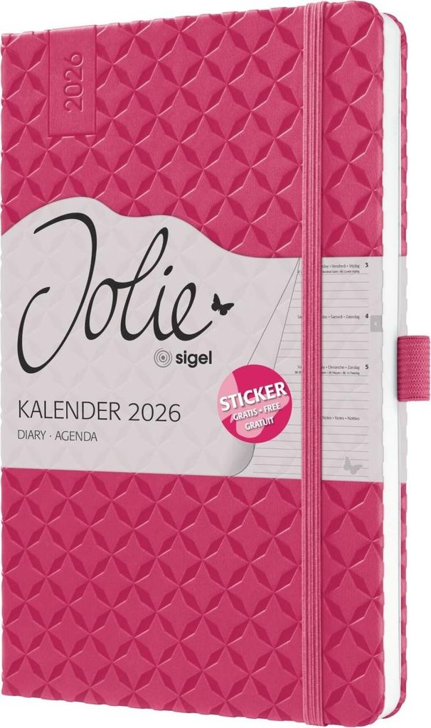 Wochenkalender Jolie ca. A5 Hardcover fuchsia pink 2026. Produktbild 