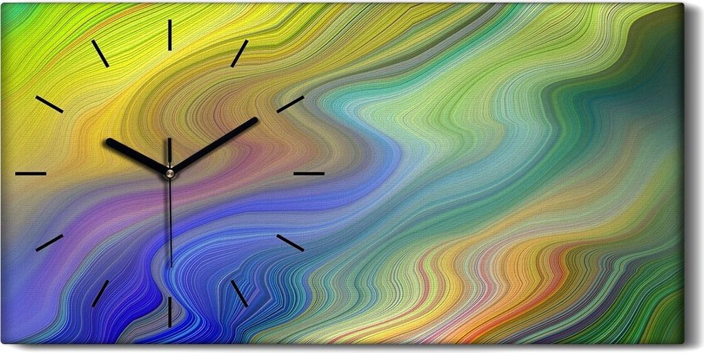 Wohnzimmer-Bild Leinwand Uhr Geräuschlos 60x30 Malerei Abstrakte Kunst Bunt - schwarze Hände