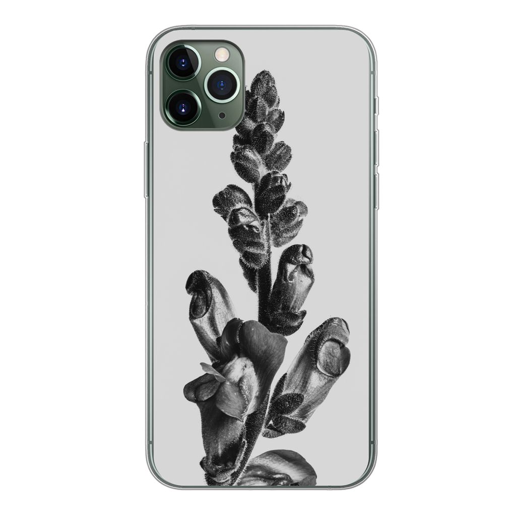 MuchoWow Handyhülle Schutzhülle Hülle für iPhone 11 Pro Max Pflanze - Schwarz - Weiß - Abstrakt Silikon Softcase Handy Hülle - Schutz