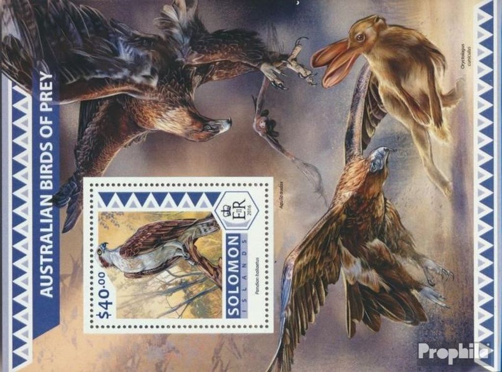 Briefmarken Salomoninseln 2016 Mi Block 582 (kompl. Ausg.) postfrisch Australische Raubvögel