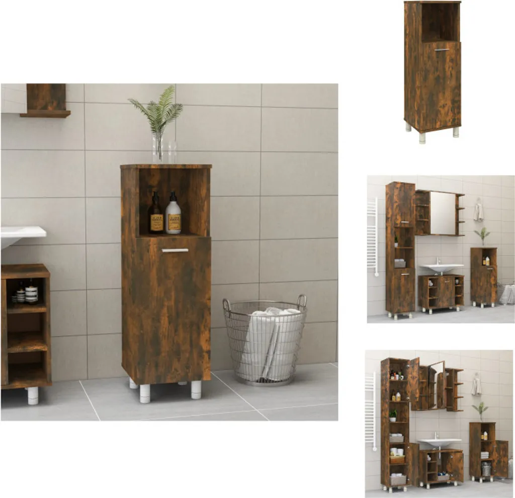 Mobiletto Bagno vidaXL 30x30x95 cm Rovere Fumé | Montaggio Facile