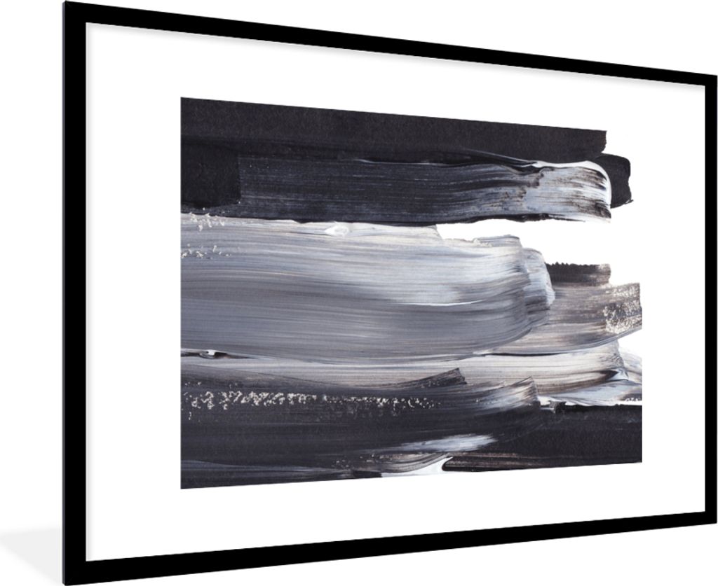 MuchoWow Gerahmtes Poster Farbe - Schwarz - Design 90x60 cm - Poster mit Schwarzem Bilderrahmen Wandposter Rahmen Foto Bilder - Wanddekoration - ...