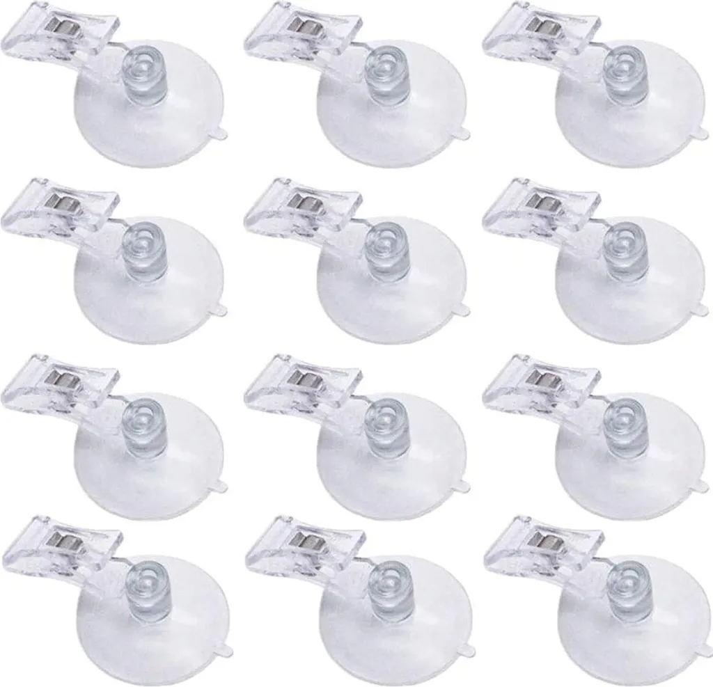 Clips à ventouse en plastique transparent pour affichage - 12 unités
